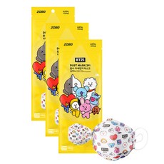 2080 BT21 황사 미세먼지용 마스크 중대형 KF94, 1개입, 3개