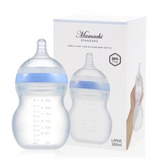 Mamachi 矽膠奶瓶 260ml L號, 第2階段, 藍色