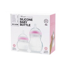 Mamachi 矽膠奶瓶 160ml S號+260ml L號, S號第1階段+L號第2階段, 粉色