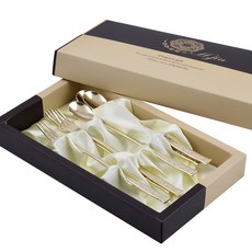 H.Jin 梅花鈦金長柄茶匙茶叉3人組, 1套, 茶匙 3p + 茶叉 3p