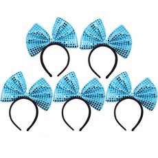 LivingDA 亮片蝴蝶結髮箍, 藍色, 5個