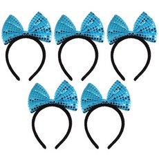 LivingDA 亮片蝴蝶結髮箍, 藍色, 5個