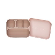 모윰 실리콘 트레이 흡착 유아 식판, 핑크, 식판 + 커버, 1세트