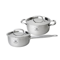 ELO 斯德哥爾摩三鍋套組 2 感應 IH, 單邊握把鍋子16cm+雙邊握把鍋子20cm, 單色