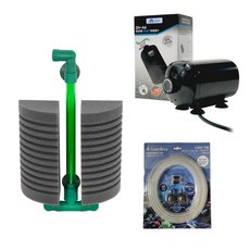 Amazon 雙孔打氣機 適用於大型魚缸 + 靜音止逆閥 SH-A4 2入 + 氣泡石 2入 套組, 1套