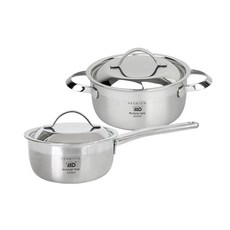 ELO IH爐適用3層不鏽鋼鍋具2件組, 單色, 單柄鍋 16cm+雙耳鍋 20cm, 1套