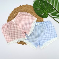 Woojooi 格紋蕾絲邊四角兒童內褲 2件組