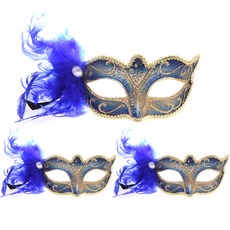 LivingDA 威尼斯造型面具組, 藍色, 3個