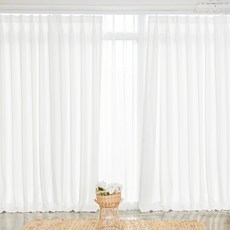 居家飄逸落地蝴蝶摺遮光窗簾套組, 牛奶白