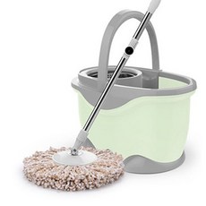 Pasil Easy Spin 清潔拖把 + 旋轉脫水桶 + 拖把布 3入 薄荷綠, 1套