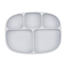 BUMKiNS 孩童矽膠吸盤5格餐盤, 灰色, 單品