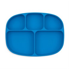 BUMKiNS 孩童矽膠吸盤5格餐盤, 深藍色, 單品