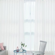 Home in Home 潔淨蝴蝶褶遮光窗簾組, 亞麻白