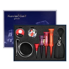 Covis Sports 高爾夫用品 球座 + 球梯座 + 夾式球座 + 球標 隨機出貨 2入 + 高爾夫球梯 隨機出貨 4種 禮品套組 GS7754, 混色, 1套