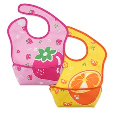 Manito 易清洗圍兜, 草莓款+橙子款, 2入