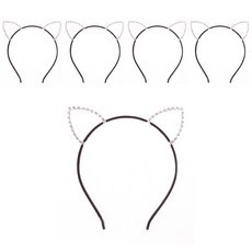 Party09 水鑽貓耳髮箍, 白色, 5個