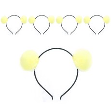 LivingDA 可愛毛球髮箍, 黃色, 5個
