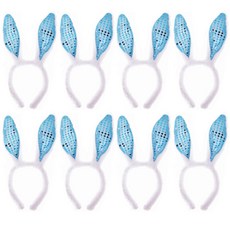 LivingDA 亮片羽毛兔子髮箍, 藍色, 8個