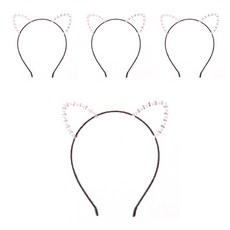 LivingDA 珍珠貓咪髮箍 白色 4個入, 白色的, 4個