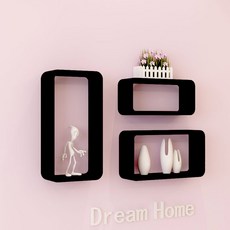 21세기트랜드 직사각 벽선반 3종세트, 블랙