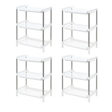노바리빙 3단 미니 플라스틱 선반, 화이트, 4개