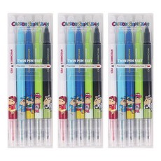 Feelbox 蠟筆小新印花雙頭螢光筆 5色, 混色, 3套