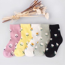 SAESILRO 孩童花朵造型中筒襪5雙組
