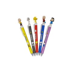 花生大頭狗角色公仔原子筆 0.5mm 5種組, 查理布朗+史努比+糊塗塌客+奈勒斯潘貝魯特+露西潘貝魯特, 1組