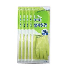 마미손 칼라 고무장갑 M, 그린, 중(M), 5개