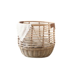 小皮提手藤籃 04853A, 1個, 天然