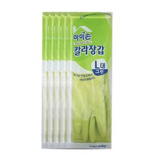 마미손 칼라 고무장갑 L, 그린, 대(L), 5개