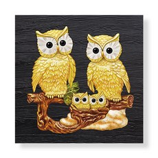 KMELLIE 3D 黃金貓頭鷹家族寶石十字繡 40 x 40 cm, 混合顏色, 1套