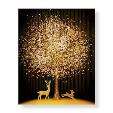 KMELLIE 3D 黃金鹿 金錢樹 鑽石畫 40 x 50 cm, 混合顏色, 1套