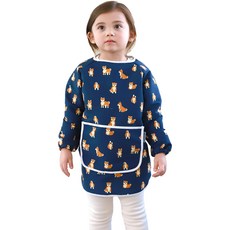 bebe chouette 孩童印花長袖美術圍裙, 柴犬