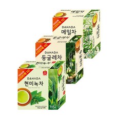 다하다 115티백 3종 세트 2, 현미녹차 1.2g x 115p + 둥굴레차 1.2g x 115p + 메밀차 1.5g x 115p, 1세트