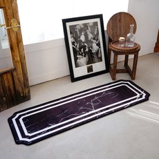 inroom 游牧大理石紋理廚房墊, 黑色的