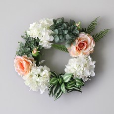 BLOOMING&ME 熱帶植物花環 40cm, 白繡球