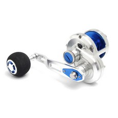 Poseidon 50SL 鐵板釣竿鋁製捲線器 左手把, 單品, 銀色+藍色