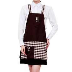 TEAM COOK 掛脖式格紋口袋圍裙 FREE, 栗色(TSA-7056), 1個