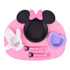 LILFANT 造型餐具組, 米妮款, 托盤+3款盤子+湯匙+叉子