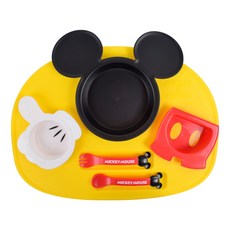 디즈니베이비 아이콘 식판세트 306910, 미키, 받침 + 접시 3p + 스푼 + 포크, 1개