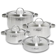 Kitchen-Art Nespia 5層不鏽鋼料理鍋4入組, 水鍋18cm+20cm+24cm+火鍋24cm, 混色