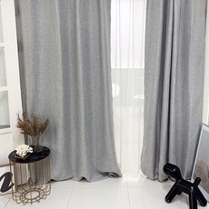 Life Story 穿環式人字紋遮光窗簾, 灰色