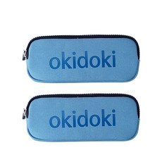 Okidoki 英文字樣雙口袋鉛筆盒, Blue, 2入