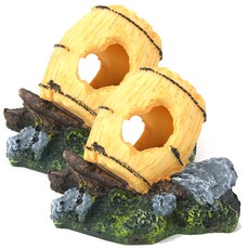 옐로우 술통 관상어 장식, 2개