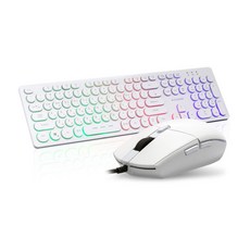 지클릭커 LED 키보드 마우스 세트, GMK-301, 화이트, 일반형