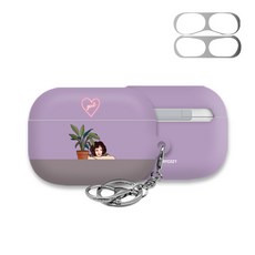 TRYCOZY AirPods Pro 3D 曲面硬殼保護套 第3季 + 掛環 + 防鐵粉貼紙 銀色, 單一商品, 01 霓虹大叔與少女 霓虹愛心少女, 1個
