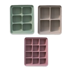 블루마마 실리콘 이유식 큐브 냉동 용기 3종 세트, 민트, 베이지, 핑크, 1개