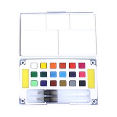 minhwashop 固體水彩 + 調色盤 + 自來水筆套組, 18色, 0g