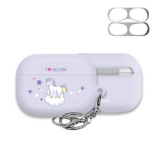 TRYCOZY AirPods Pro 耳機硬殼 第6季 + 防鐵粉貼紙, 單一商品, 粉彩獨角獸 薰衣草, 1個